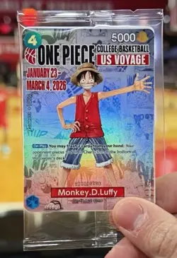 One Piece College Basketball US Voyage Luffy Card IN HAND - UNOPENED SEALED - Image 1