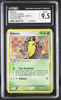 CGC 9.5 MINT+ Kakuna EX Delta Species 46/113 Reverse Holo STAMPED Pokemon Card - Image 1