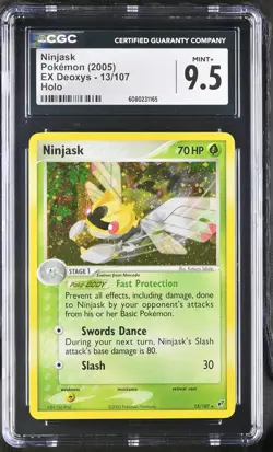 CGC 9.5 MINT+ Ninjask 2005 EX Deoxys 13/107 Holo Pokemon Card - Image 1