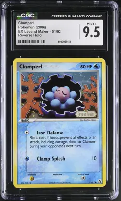 CGC 9.5 MINT+ Clamperl EX Legend Maker 51/92 Reverse Holo STAMPED Pokemon Card - Image 1