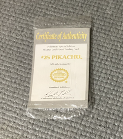 Pokemon PIKACHU 23k Gold Plated Trading Card 1999 Nintendo w/ Case & COA - Image 4