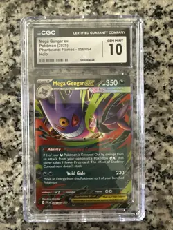 CGC 10 GEM MINT Mega Gengar Ex 056/094 HOLO RARE Phantasmal Flames Pokemon Card - Image 1