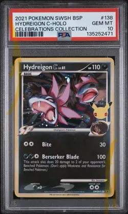 2021 Pokemon Celebrations Hydreigon C lv.61 SWSH138 Promo Cards Holo PSA 10 - Image 1