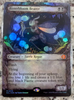 MTG Bitterbloom Bearer - Fable Frame~ Borderless - Foil Lorwyn Eclipsed - Image 1