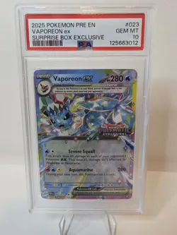 Pokemon TCG Prismatic Evolutions Vaporeon EX Card 023/131 Stamped - PSA 10 - Image 1