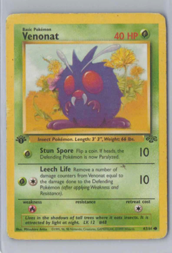1999 Pokemon Jungle Set 1st Edition Venonat 63/64 Common - Image 1