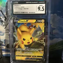2020 POKEMON SWSH PIKACHU V VIVID VOLTAGE 043/185 Graded AGS 9.5 MINT - Image 1