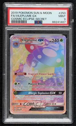 Secret - Vileplume GX Pokemon Sun & Moon Cosmic Eclipse PSA 9 MINT - Image 1