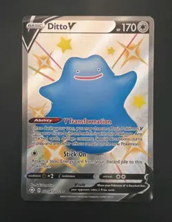 Pokemon TCG Ditto V Shining Fates Shiny Vault Holo Rare Card SV118/SV122 NM - Image 1
