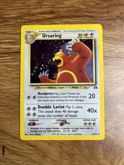Pokemon TCG Ursaring Neo Discovery 15/75 Holo Rare 80HP Card 2001 - Image 1