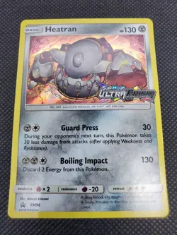 Heatran SM96 Holo, SM Ultra Prism Prerelease Promo Stamped, Pokemon Card, NM - Image 2