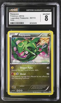 CGC 8 Rayquaza 2013 Legendary Treasures 93/113 Holo Pokemon Card - Image 1