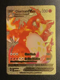 Pokemon Gold Foil Fan Art Charizard VMAX 020/189 Collector Display Card NM - Image 1