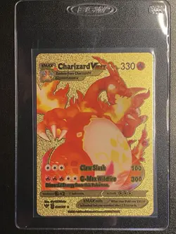 Pokemon Gold Foil Fan Art Charizard VMAX 020/189 Collector Display Card NM - Image 3