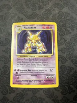 Pokemon TCG Alakazam Base Set Holo Card 1/102 Unlimited Rare - Image 1