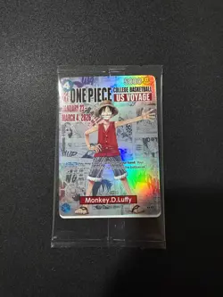 IN HAND - 2 One Piece Monkey D. Luffy US Voyage College Basketball Promo Cards - Image 1