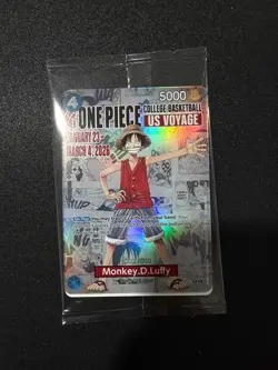 IN HAND - 2 One Piece Monkey D. Luffy US Voyage College Basketball Promo Cards - Image 3