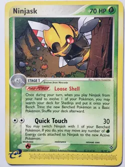 Ninjask 18/97 LP - RARE Non Holo EX Dragon Pokemon Card - Hajime Kusajima Art - Image 1