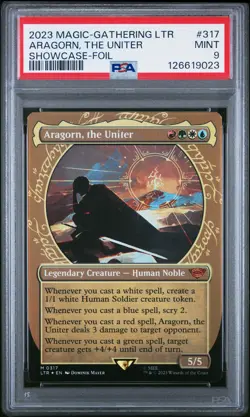2023 MTG THE LORD OF THE RINGS: TALES OF MIDDLE-EARTH ARAGORN, THE UNITER PSA 9 - Image 1