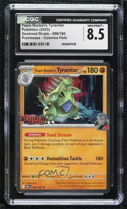 Team Rocket's Tyranitar (Prerelease Promo) Pokemon Destined Rivals (DRI) CGC 8.5 - Image 1