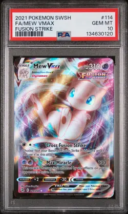 2021 POKEMON SWORD & SHIELD FUSION STRIKE #114 FULL ART/MEW VMAX PSA 10 - Image 1