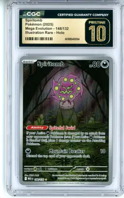CGC Pristine 10 Pokemon TCG Spiritomb 148/132 Me01: Mega Evolution Holo IR 2025 - Image 1