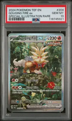 2024 Pokemon Gouging Fire ex 204/162 Special Illustration Rare PSA 10 Gem Mint - Image 1