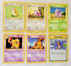 Pokemon 1999 Shadowless Base Set 6 Lot Rattata-Raticate, Abra-Kadabra, Nido (MP) - Image 1