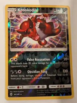 Krookodile 85/149 - Sun & Moon Base Set Pokemon Reverse Holo Foil Nice! - Image 1