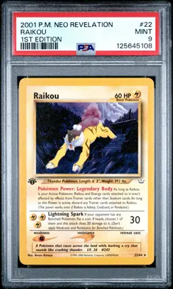 2001 POKEMON NEO REVELATION 1ST ED #22 RAIKOU PSA 9 - Image 1