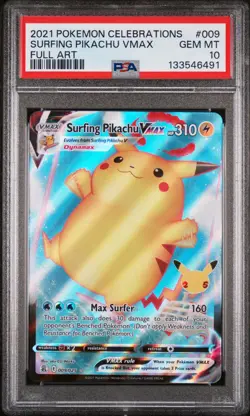 Surfing Pikachu Vmax 009 Celebrations Pokemon PSA 10 - Image 1