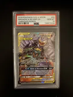 Pokemon Marshadow and Machamp GX Unbroken Bonds PSA 10 #82 - Image 1