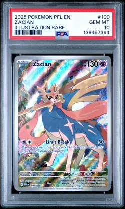 2025 POKEMON PFL EN-PHANTASMAL FLAMES ILLUSTRATION RARE #100 ZACIAN PSA 10 - Image 1