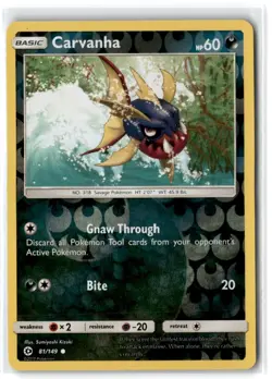 2017 Sun & Moon Carvanha #81 Basic/Common Reverse Holo - Image 1