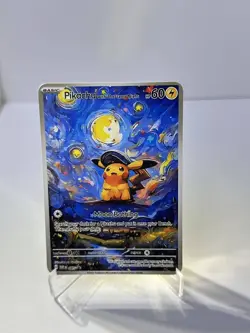 Pikachu with The Starry Night HP60 Metal Card-Collectible Gift Display. - Image 1