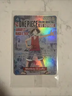 One Piece Monkey D. Luffy US Voyage College Basketball Card Rutgers IN HAND - Image 1