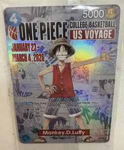 ONE PIECE COLLEGE BASKETBALL US VOYAGE LUFFY CARD - IN HAND - UNOPENED - Image 1
