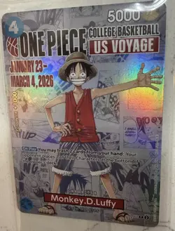 ONE PIECE COLLEGE BASKETBALL US VOYAGE LUFFY CARD - IN HAND - UNOPENED - Image 2