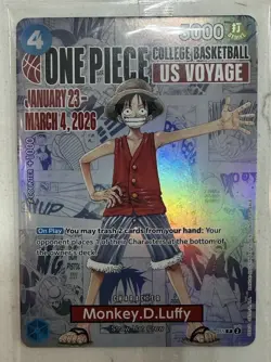 ONE PIECE COLLEGE BASKETBALL US VOYAGE LUFFY CARD - IN HAND - UNOPENED - Image 5