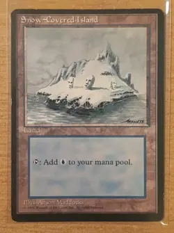 1995 MAGIC THE GATHERING ICE AGE SNOW-COVERED ISLAND TD25 - Image 1