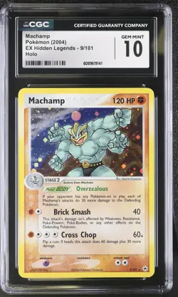 CGC 10 GEM MINT Machamp 2004 EX Hidden Legends 9/101 Holo Pokemon Card - Image 1