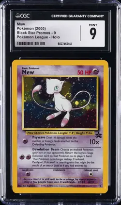 2000 POKEMON BLACK STAR PROMOS POKEMON LEAGUE HOLO #9 MEW CGC 9 - Image 1