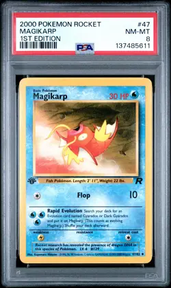 2000 POKEMON ROCKET 1ST EDITION #47 MAGIKARP PSA 8 - Image 1