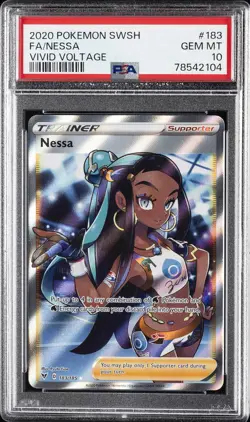 2020 POKEMON SWORD & SHIELD VIVID VOLTAGE #183 FULL ART/NESSA PSA 10 - Image 1