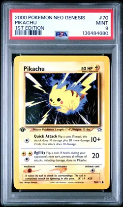 2000 POKEMON NEO GENESIS 1ST EDITION #70 PIKACHU PSA 9 - Image 1