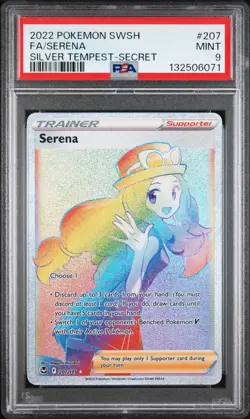 2022 POKEMON SWORD & SHIELD SILVER TEMPEST SECRET #207 FULL ART/SERENA PSA 9 - Image 1