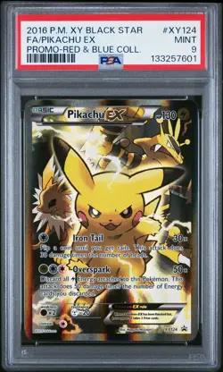 2016 POKEMON XY BLACK STAR PROMO RED & BLUE COLLECTION FULL ART/PIKACHU EX PSA 9 - Image 1