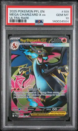 2025 POKEMON PFL EN-PHANTASMAL FLAMES ULTRA RARE #109 MEGA CHARIZARD X EX PSA 10 - Image 1