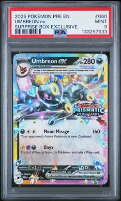 2025 POKEMON PRE EN-PRISMATIC EVOLUTIONS SURPRISE BOX EXCLUSIVE UMBREON EX PSA 9 - Image 1