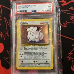 1999 POKEMON BASE SET UNLIMITED #5 CLEFAIRY-HOLO PSA 7 - Image 1